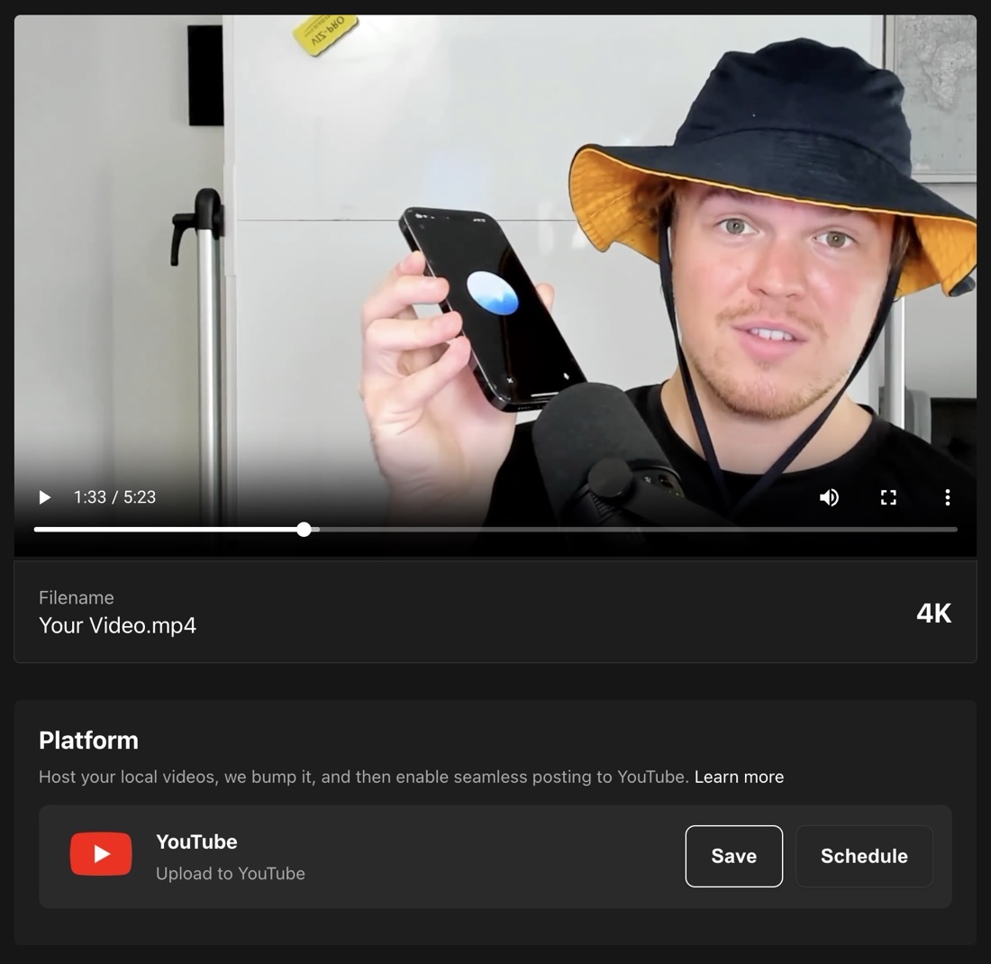 A video in Creator Studio, ready to save or schedule to YouTube