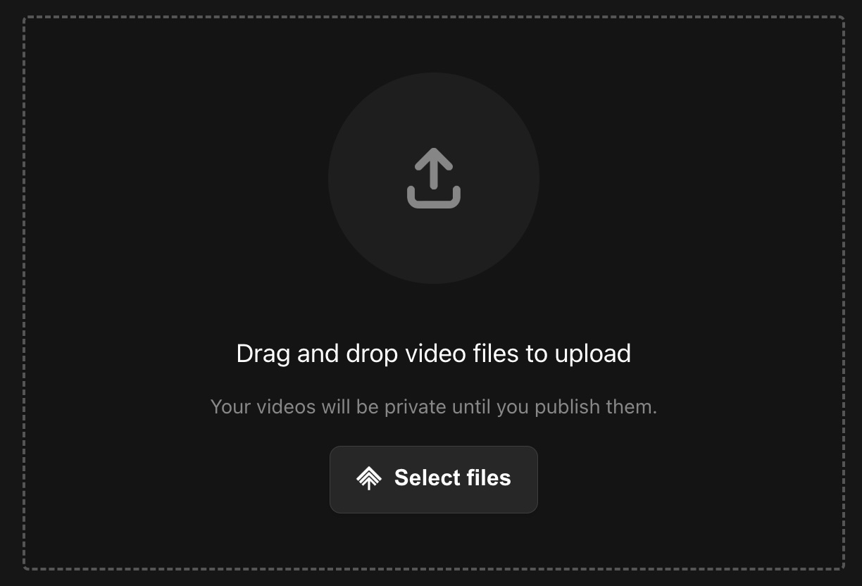 Drag-and-drop upload area for local video files